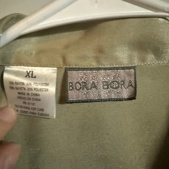 Bora Bora Button Up Shirt tan Rayon Blend size xl with shimmer - Picture 3 of 3